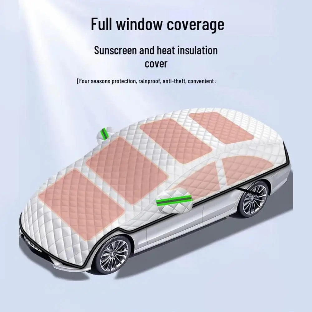 Universal Car Cover Four Seasons Protection Anti Freeze Thermal Insulation Sun UV Resistance Snowproof Year Round Use