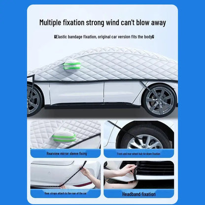 Universal Car Cover Four Seasons Protection Anti Freeze Thermal Insulation Sun UV Resistance Snowproof Year Round Use
